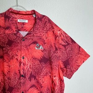Tommy Bahama Fresno State Bulldogs Red Tropical Leaf Button Down Shirt XXL Mens
